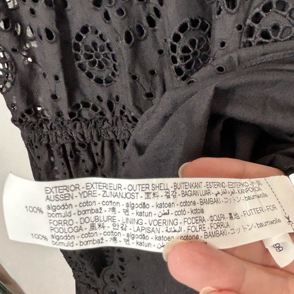 Zara embroidered eyelet cotton midi dress, XS, black, ruffles, tiered skirt Chic - Picture 14 of 14